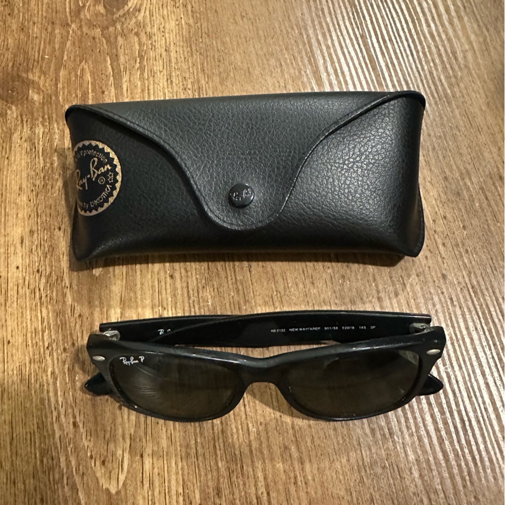 Ray-Ban Black Polarized New Wayfarer Sunglasses with Black Case